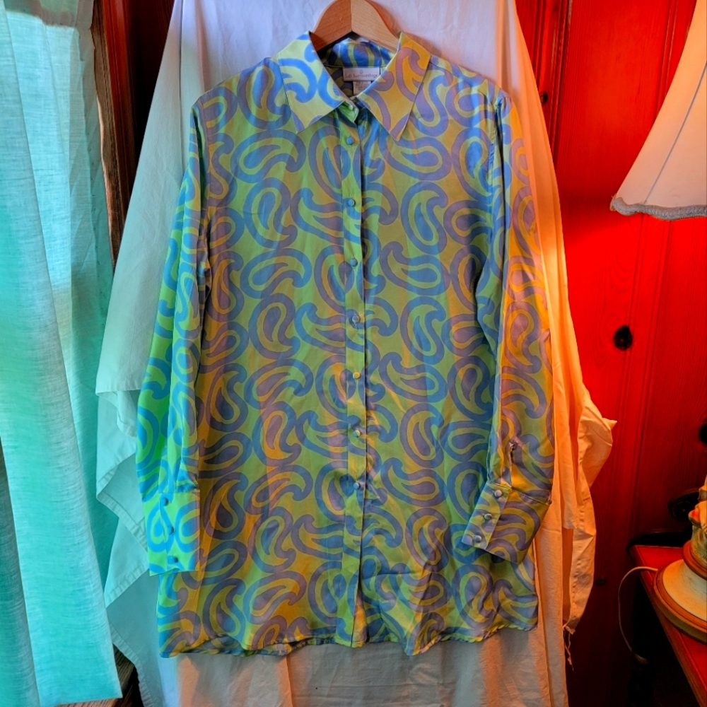 Soft Surroundings Womens Modern Large Silk Shirt